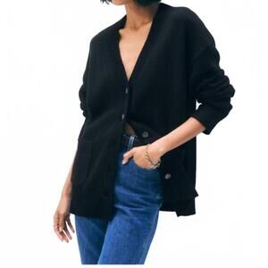 NEW WHITE + WARREN long cashmere cardigan - plus in black